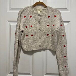Jessica Simpson Heart Embroidered Cardigan – Cream – Size Small